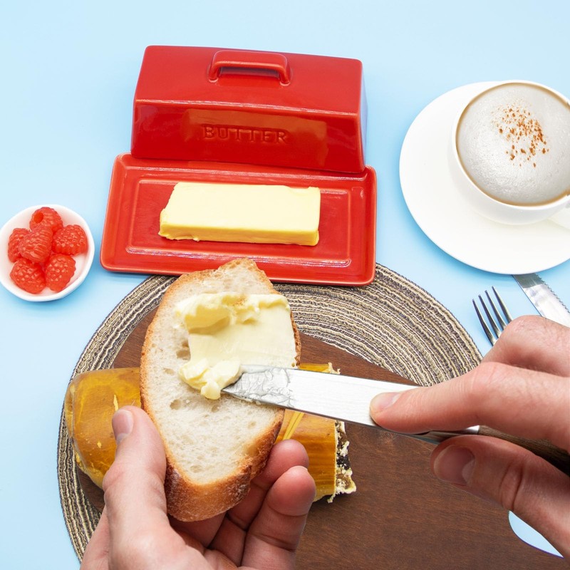 MKYHBOO Ceramic Butter Dish With Lid for Countertop, Covered Butter