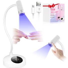 Mnhty U V Nail Lamp, Rechargeable U V Light for Gel Nails Polish, Mini Flash Cure Light for Gel X Nails, Cordless U V LED Nail Lamps with 4 Timers&Sensor, Fast Curing Gooseneck U V Lamp, White