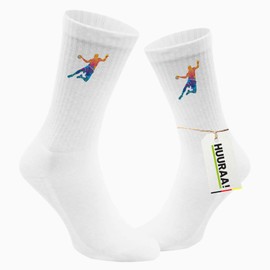 Huuraa Unisex Socks Handball Colourful Silhouette Gift Size 4/12 Handball Gift Idea, multicoloured