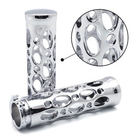 HTTMT TRHB103-CD-1 Inch Chrome Motorcycle Hole Hollow Shape 1 Inch Hand Grips Compatible with Nomad Drifter Vulcan 1600 2000 Harley Davidson FXDL Dyna Low Rider