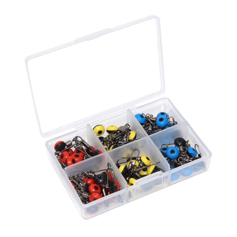 OKVGO 60pcs Fishing Tackle Running Ledger Slider Beads Snap Links