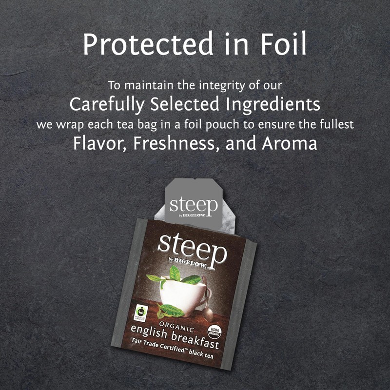 steep by Bigelow Organic English Breakfast Black Tea, Caffeinated, 20