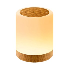 CNMTCCO LED Bedside Lamp 256 RGB Colours and 4 Lighting Modes, Touch Dimming, USB Wireless Charging, Wood Grain Elements, Timer Function, Suitable for Bedroom, Living Room, Camping, etc.