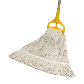 Restaurantware RW Clean 24 Ounce Replacement Mop Head 1 Heavy-Duty String Mop Head - Mop Handle Sold Separately Loop End White Poly-Cotton Blend Wet Mop Head Refill For Home or Commercial Use