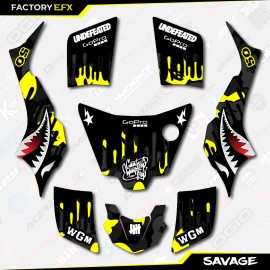 Factory EFX Black & Yellow Savage Racing Graphics Kit fits Suzuki LT50 All Years ATV LT 50 a