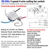 Akahttbn Ceiling Fan Switch ZE-208s E89885 3 Speed 4 Wire