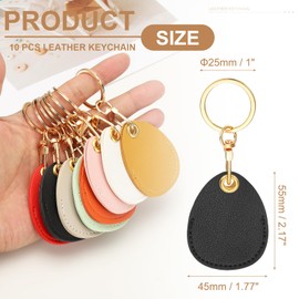 PATIKIL 10pcs Leather Keychain Blanks, 45mm Sublimation Keychain Blanks PU Leather Key Chain Bulk Keyring with Rings for Name Tag Dog Cat Collar Keys, Water Drop,Black