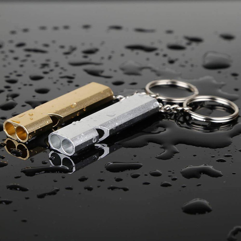 BuxiuGK 4 Piece Emergency Whistle Whistle Keyring Double Tubes Safety
