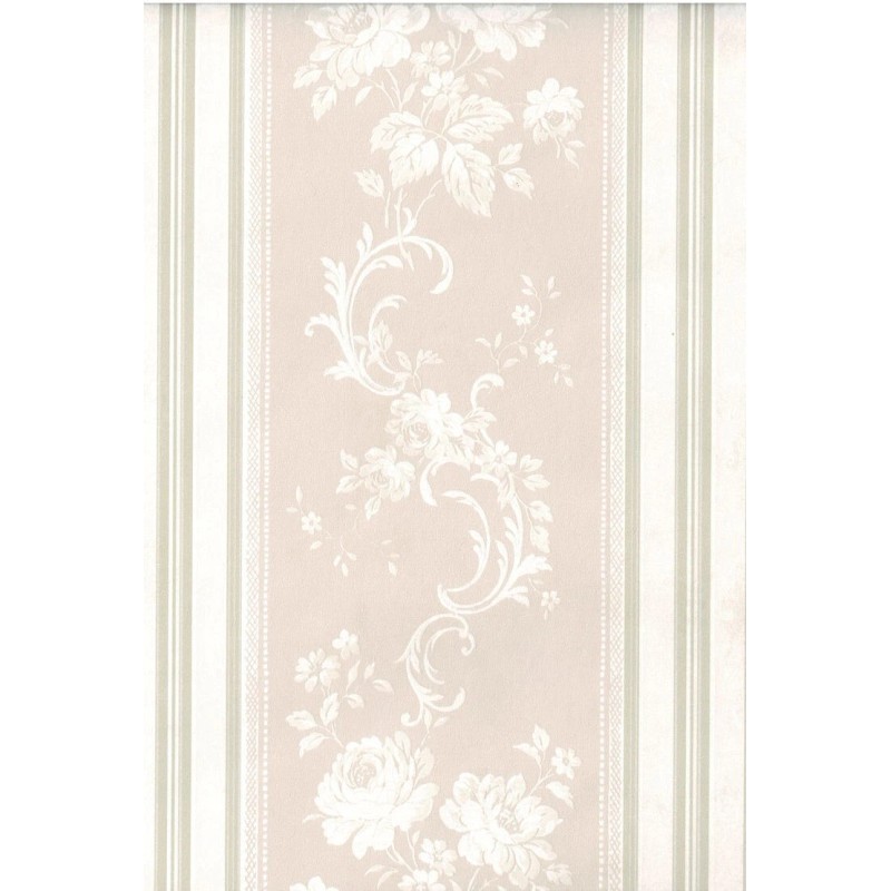 Wallquest Light Pink Floral Stripe - Wallquest - French Cameo
