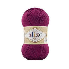 Alize Diva Silk Effect 100% Microfiber Acrylic Yarn 1 Ball skeins 100gr 383yds (326 - Purple)