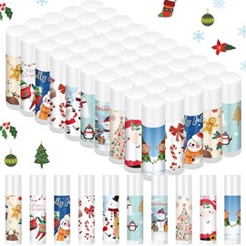 MTLEE 50 Piezas Bálsamo Labial Navideño a Granel con 10 Diseños 5 Regalos Navideños con Sabor Bálsamos Labiales Hidratantes Regalo para Rellenar la Bota para Niños, Mujeres y Hombres
