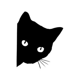 Origin CSCAT01BK Cutting Sticker, Car Sticker, For Cars, Motorcycles, Walls, Carrying Cases, Etc., Dents, Scratches, Cute, Bicycle, Suitcase, Snowboard, Skateboard, Surfboard (Black Stare Cat)