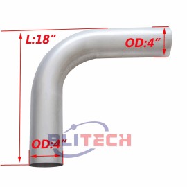 Blitech Racing 4" inch OD/OD 90 Degree Aluminized Exhaust Elbow Pipe 18" inch Arms Truck Tube