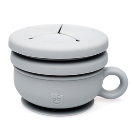 TalkTools Itsy Bowl with Locking Lid - Platinum grade silicone with Volume Lines, Curved Walls for Easy Scooping - for Babies, Toddlers, Children, and Elderly - Snack Lid Accessory (Ocean)