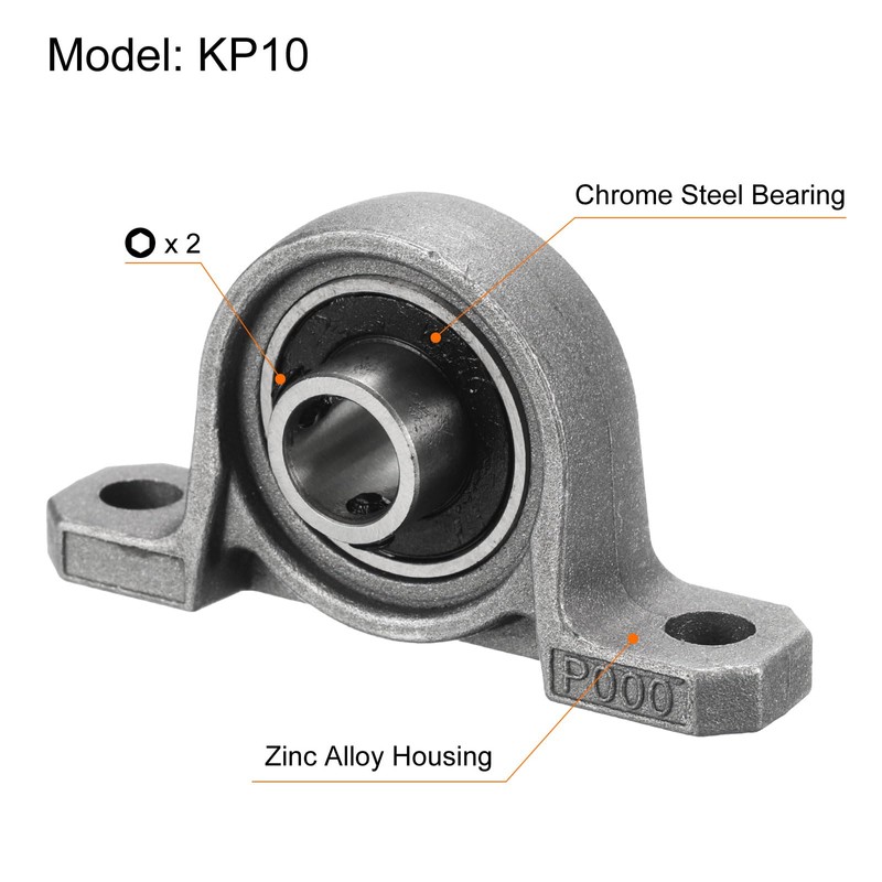 sourcing map 4pcs KP10 Flanged Pillow Block Bearings 10mm Bore,