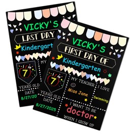 Fidqiog First Day of School Board, 9.8 X 7.9 Inches First and Last Day of School Board, Double Sided Black Chalkboard for Kids, Teen, Students, Reusable Chalkboard for Preschool Kindergarten