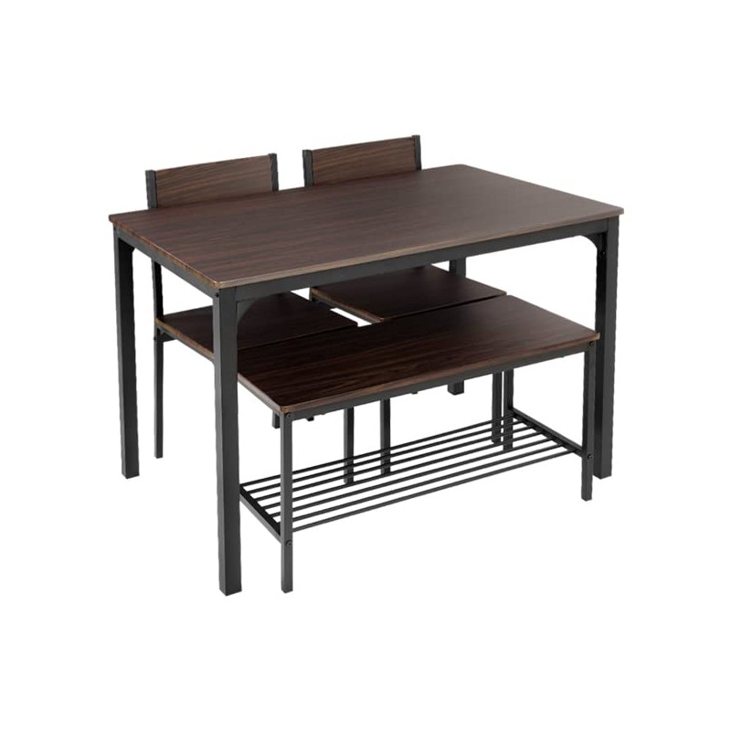 DlandHome 4 Person Dining Table Set, Dining Table with 2