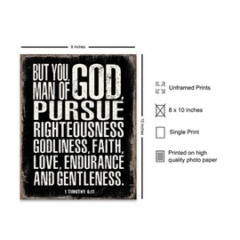 Christian Gifts for Men - Religious Gifts for Men - Catholic Gifts for Men - Religious Wall Decor - Masculine Christianity - God Wall Decor - 1&2 Timothy - Scripture Bible Verse Wall Art Decorations