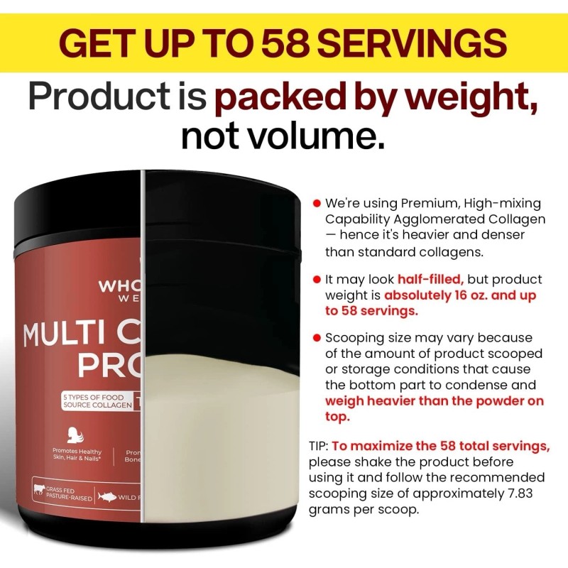 Wholesome Wellness Multi Collagen Protein Powder 58 Servings Type I