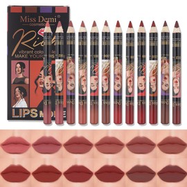Katiluxiya 12PCS Lip Liner Pencils Set Pack for Shaping & Sculpting Lips, Modifieddark Lip Color Lipsticks,Long-Lasting Waterproof Lipsticks. (03, Color)
