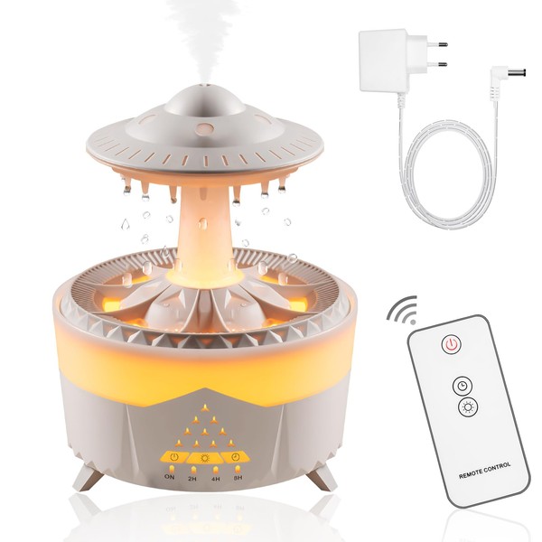 OneNine 450 ml Rain Clouds Humidifier, Diffuser for Essential Oil with 7 Colours Night Light, Rain Cloud Humidifier with Remote Control, Mushroom Water Lamp, Room Humidifier for Home, Office, Room