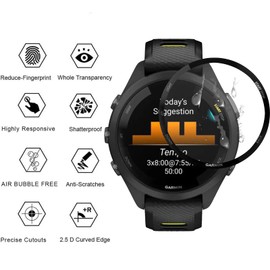 Screen Protector for Garmin Forerunner 265s, GEJEFA [3 Pack] HD Clear Soft TPU Full Coverage 3D Curved [Bubble Free][High Sensitivity] Screen Protector for Garmin Forerunner 265s