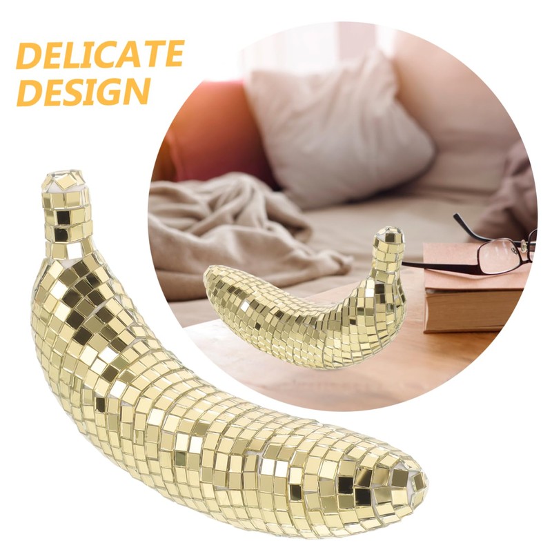 VICASKY Reflective Disco Banana Ornament Retro Decorative Fruit Figurine for