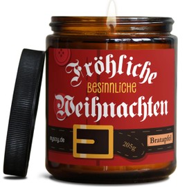 Originelle Weihnachts Duftkerze mit Spruch zu Weihnachten | Handgemacht in Berlin | In Geschenkbox | Witzige & Freche Weihnachts Geschenk Kerze Familie Lehrer Idee Tischdeko |Apfel-Zimt