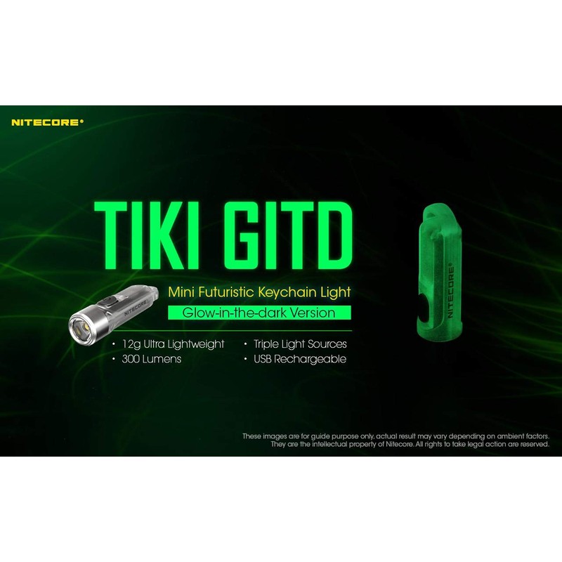 Nitecore TIKI GITD BLUE Rechargeable LED Keylight - High CRI