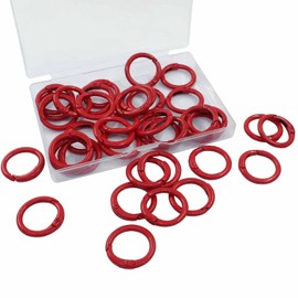 Kemcatui 40Pcs Red Spring O Rings, 1 Inch Trigger Spring Key Ring Snap Clips, Small Round Carabiner Rings for Keychains Buckle, Purse, Handbag