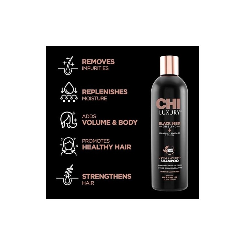 Chi Champú, Limpieza Suave Con Semillas Negras, 30 Ml