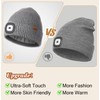 YunTuo Fleece Lined Hat with Light, USB Rechargeable LED Beanie