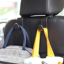 KOTSE Ganchos para reposacabezas para asiento de coche. Pack de 4 ganchos. Perfecto para bolsas. Almacenamiento para Bolsas, Abrigos, Maletines, Bolsas del super. Color Negro.