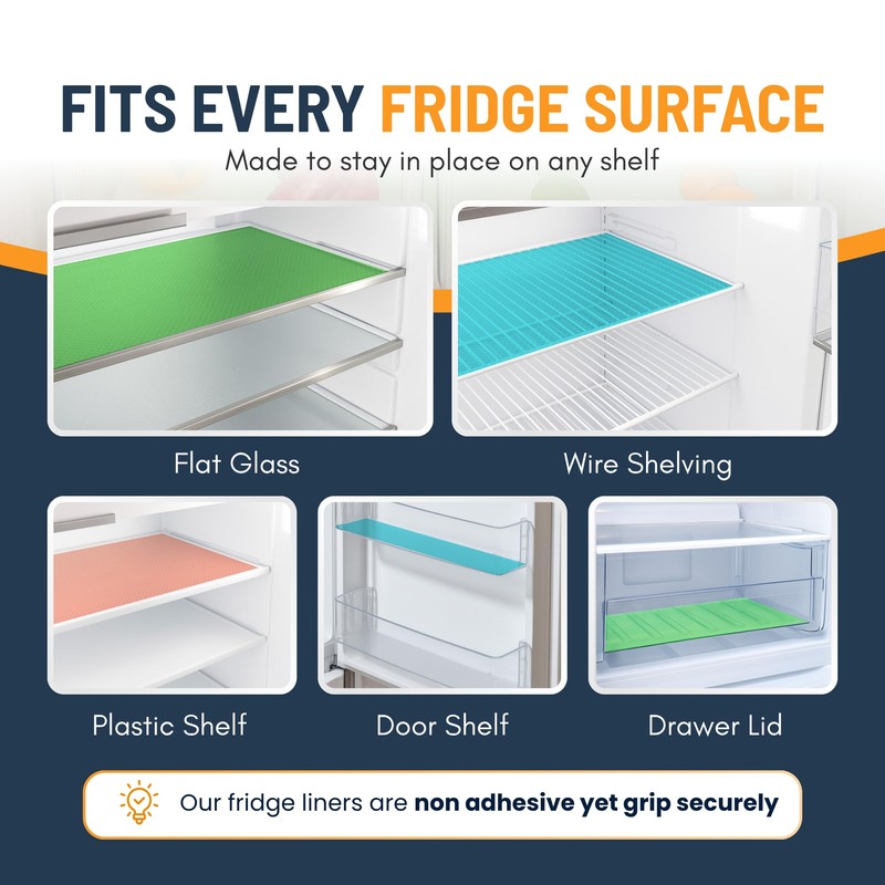 Refrigerator Liners for Shelves (8 Pack) by Linda’s Essentials -