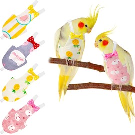 Namvo Pack of 4 Bird Nappies, Flight Suite Liner, Washable, Reusable, Protective Parrot Nappy Clothes with Waterproof Inner Layer Cute