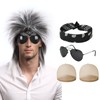 Aomig Mullet Wig Black, 5 Pieces Punk Gothic Rocker Kit