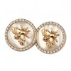 5 Pcs Metal Rhinestone Honey Bee Botton Round Shape Button