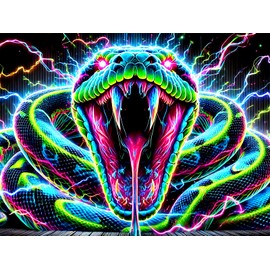 BlissYard Glowing Tapestry Blacklight Snake Tapestry UV Reactive 78x59 Inch Glow in The Dark Blanket Party Decor Teens Glow in the Dark Tapestry Party Bedroom Living Room Party Photography Backdrop
