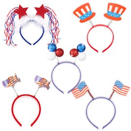 Needzo 4th of July Headband Boppers Set, Festive Patriotic Hair Accessories, One Size Fits Most, Pack of 5