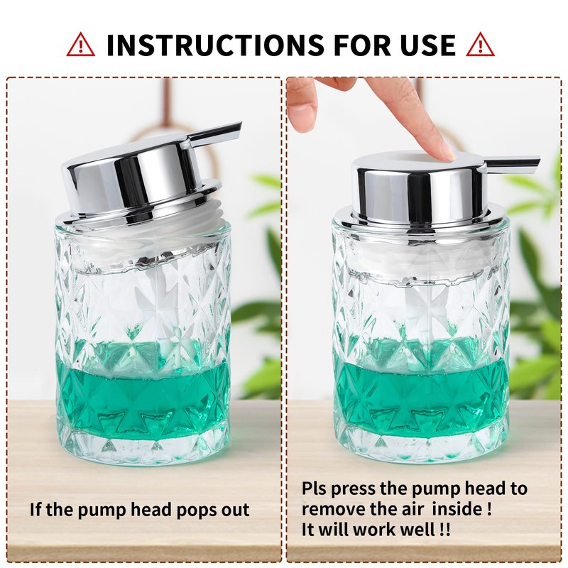 Bathroom Glass Soap Dispenser with Durable Rust-Proof Plastic Liquid Pump