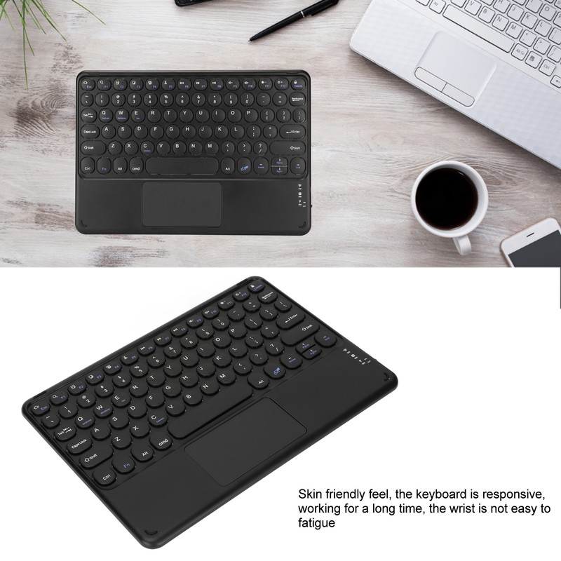 10in Wireless Bluetooth Touchpad Keyboard Retro Round Keycap Ergonomic Magnetic