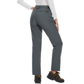 MAGCOMSEN Women's Fleece Lined Waterproof Insulated Softshell Pants Outdoor Snow Ski Pants Winter Warm Hiking Pants Dark Grey XL