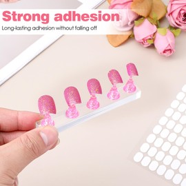 DOPENSPI 1000PCS False Tip Double Sided Adhesive Nail Tape, Pre-Cut 0.6×0.4in Clear Nail Sticky Tabs Nails Display Strips Adhesive Tabs for Nails Art Display Stand Color Displays Book