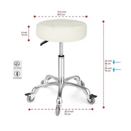 McDooFly Adjustable Heavy Duty Stool - Rolling Stools with Locking Caster Wheels - Swivel Stools Backless Chair for Home Kitchen Office Shop Tattoo Lash Tech Pedicure(Off White, Height 22 to 30 in)