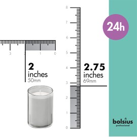 BOLSIUS 24 Hour Votive Candles - 20 Pack Church Candles in Grey Unbreakable Plastic Cups - Premium European Quality - Unscented Smooth and Smokeless Gray Relight Candles