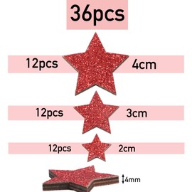 36 Pieces 3 Sizes Wooden Stars Confetti Decoration Glitter Stars Made of Wood Craft Confetti Decoration Table Decoration Ideal as Christmas Decoration Table Decoration Christmas Anniversary Wedding