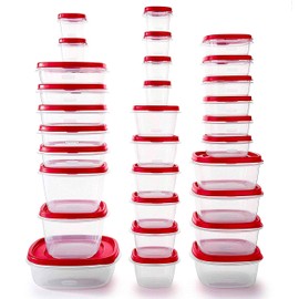 Rubbermaid Rubbermaid 60-Piece Food Storage Containers with Lids, Microwave and Dishwasher Safe, Red Color, Ideal for Meal Prep and Pantry Storage