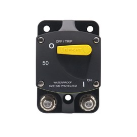T Tocas 50 Amp Overload Protection Circuit Breaker with Switch ON-Off - 12V-48V DC - IP66 Waterproof Surface Mount