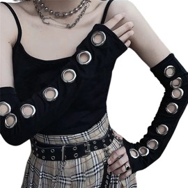 HeiBai Xiong Women's Gothic Gloves Punk Fingerless Arm Warmers Grunge Emo Alt Arm Sleeve