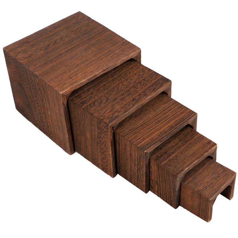 MOOCA 5-Piece Wooden Jewelry Display Risers - Multi-Function Retail Stands